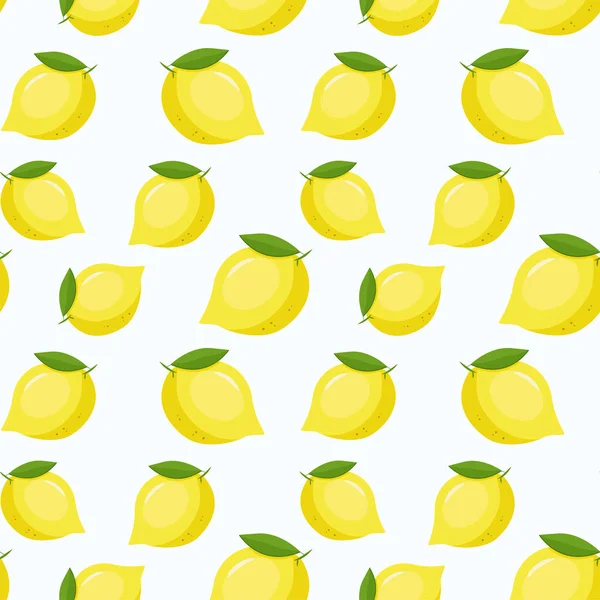 Fresh Lemons Background Seamless Pattern Citrus Fruits Collection Colorful Wallpaper — Stock Vector