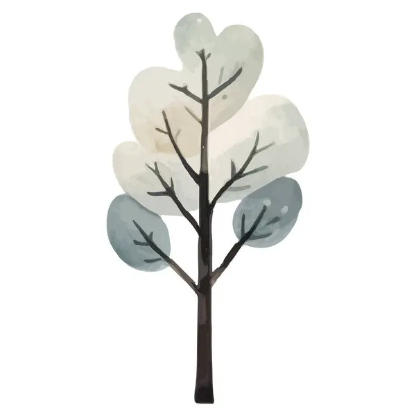 Cute Watercolor Tree Scandinavian Vector Trees Childish Vector Illustration — Stock Vector