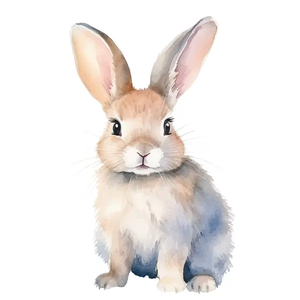 Watercolor Bunny Vector Illustration Hand Drawn Rabbit Easter Bunny Clip — Stock Vector