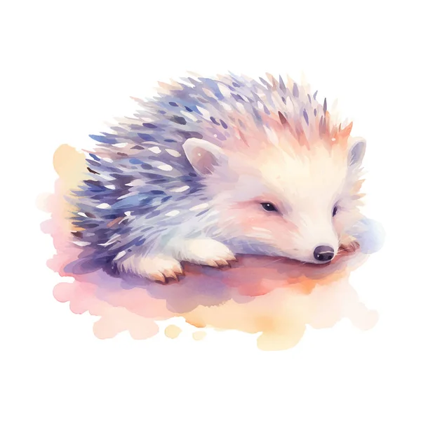 Watercolor Hedgehog Vector Illustration Hand Drawn Hedgehog Clip Art Image — Stock Vector
