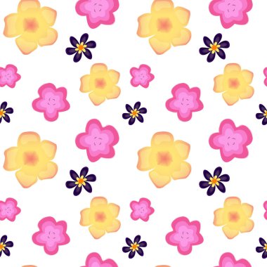 Renkli tropikal çiçeklerle kusursuz bir desen. Çiçek arkaplanı.