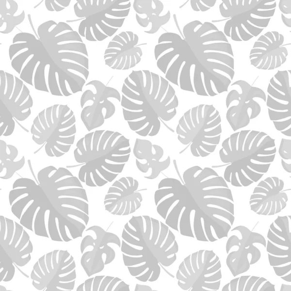 Palm Leaf Seamless Background Monochrome Pattern Tropical Leaf — Stock Vector