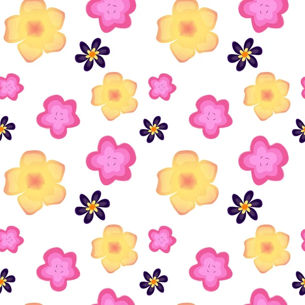 Vektornahtloses Muster Mit Farbenfrohen Tropischen Blumen Blume Hintergrund — Stockvektor
