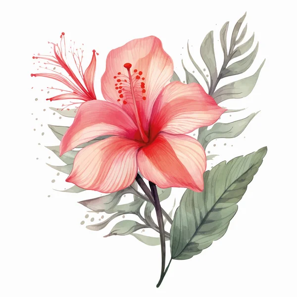 ดอกไม เวกเตอร ดอกไม เขตร อนท ใบส ใบไม ดอกไม — ภาพเวกเตอร์สต็อก
