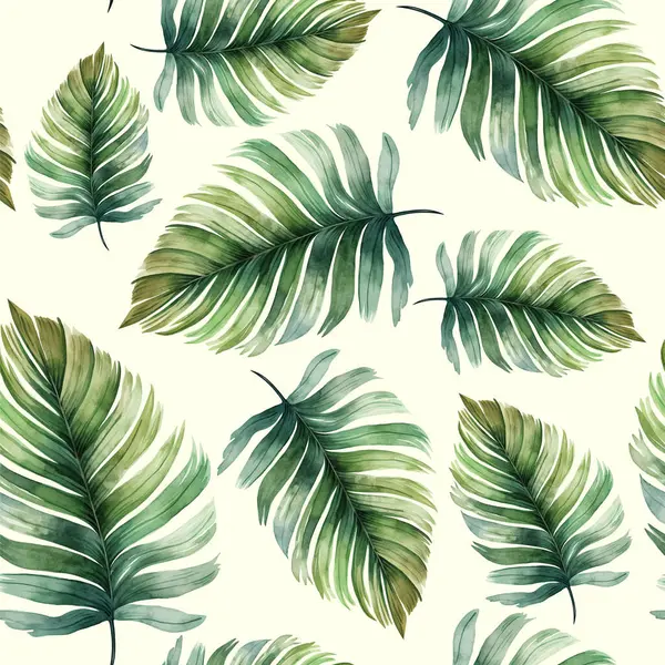 Bezproblémový Realistický Vektorový Botanický Vzor Akvarel Tropické Pozadí Vzor Akvarelu — Stockový vektor