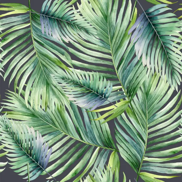 Sömlös Realistisk Vektor Botaniska Mönster Akvarell Tropisk Bakgrund Akvarell Mönster — Stock vektor