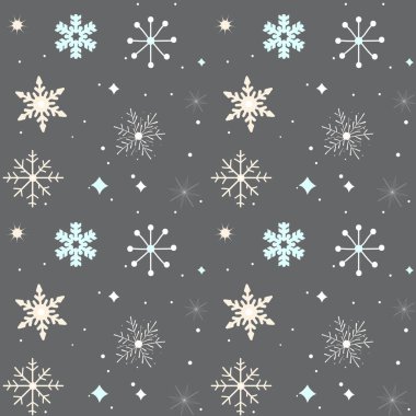 Noel vektör modeli. Kar taneleriyle kışın pürüzsüz bir desen. Kış kartı tasarımı.