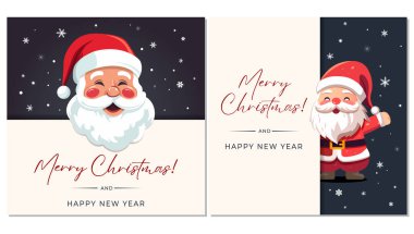 Noel çerçeveleri, Noel Baba posterleri. Yeni yıl Mutlu Noeller tasarımı. Noel Baba ile kış kartı. 