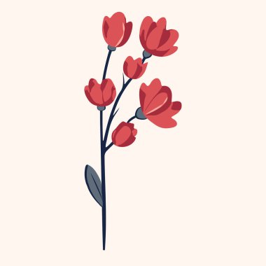 Romantik vektör çiçeği. Çiçek açan çizgi film. Sevgililer günü, düz stil. Eski tarz. Romantik simge.