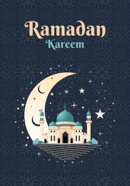 İslami tebrik kartı, Ramazan şablonu. Ramazan Kareem. Poster, ortam afişi. 
