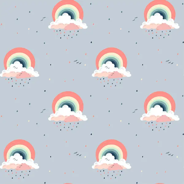 Seamless Childish Pattern Fantasy Rainbows Creative Kids Texture Fabric Wrapping — Stock Vector