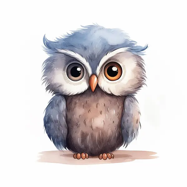 Watercolor cute owl. Vector illustration with hand drawn owl. Clip art image.