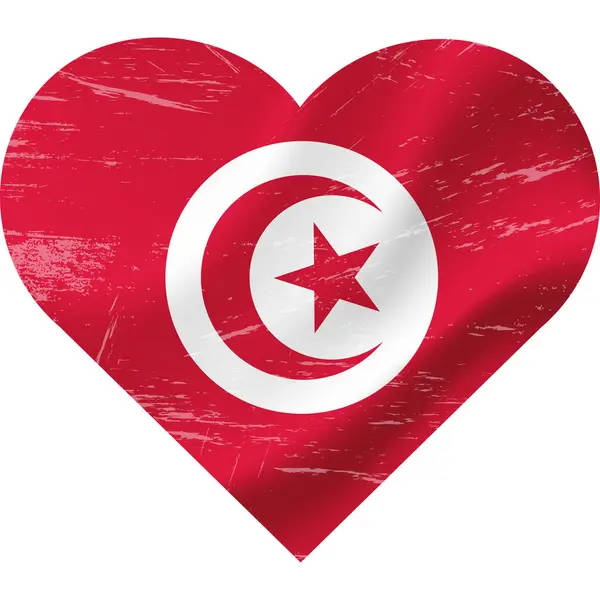 Тунисский Флаг Форме Сердца Гранж Винтаж Тунисское Сердце Флага Векторный — стоковый вектор