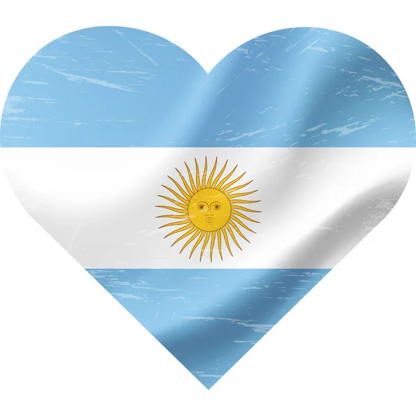 Argentina Flag Heart Shape Grunge Vintage Argentinean Flag Heart Vector — Stock Vector