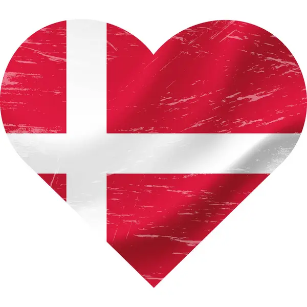 Dánsko Vlajka Tvaru Srdce Grunge Vintage Dánsko Vlajka Srdce Vektorový — Stockový vektor