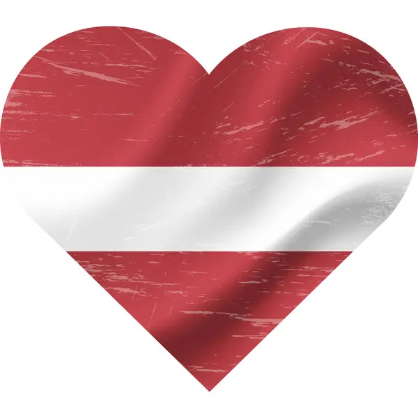 Lotyšsko Vlajka Tvaru Srdce Grunge Vintage Srdce Lotyšské Vlajky Vektorový — Stockový vektor