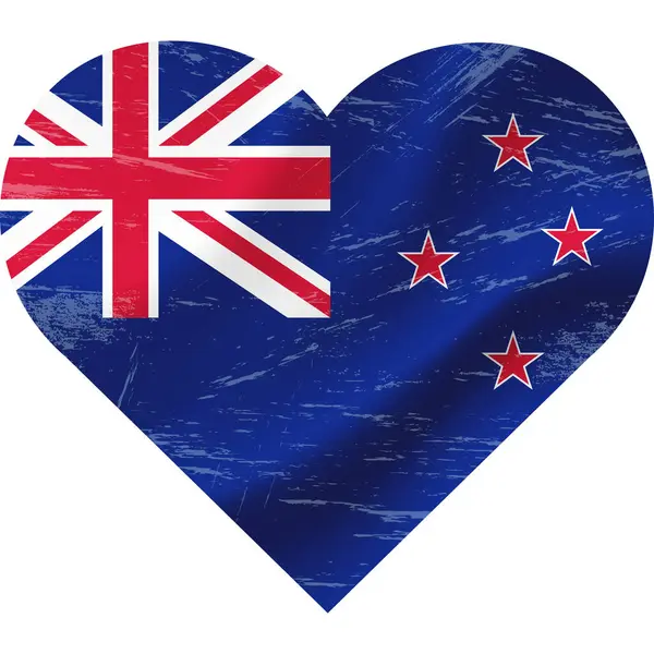 Nieuw Zeelandse Vlag Hartvorm Grunge Vintage Nieuw Zeelandse Vlag Hart — Stockvector
