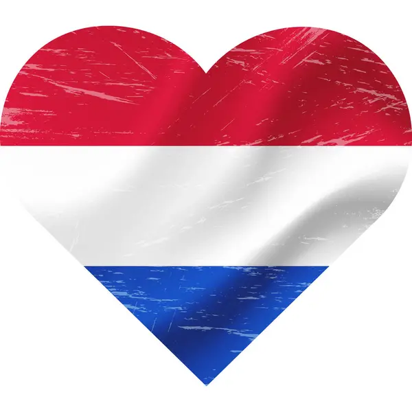 Nizozemská Vlajka Tvaru Srdce Grunge Vintage Holandské Srdce Vlajky Vektorový — Stockový vektor
