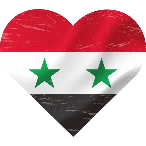 Syrische Flagge Herzform Grunge Vintage Herz Aus Syrischer Flagge Vektorfahne — Stockvektor