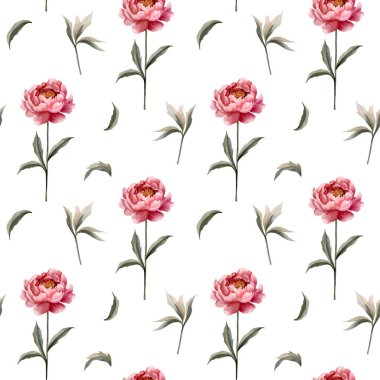 Suluboya şakayıklı kusursuz vektör geçmişi. Suluboya botanik kusursuz desen