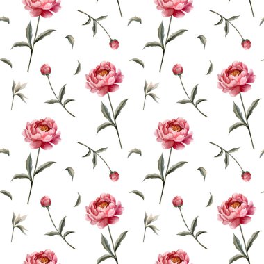 Suluboya şakayıklı kusursuz vektör geçmişi. Suluboya botanik kusursuz desen