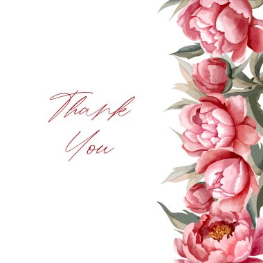 Suluboya şakayık çerçevesi. Vektör şakayık şablonu. Düğün davetiyesi, poster ve kartlar için. 