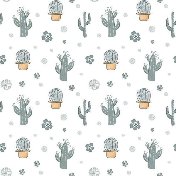 Fondo Sin Costuras Con Cactus Suculentas Lindo Patrón Simple Con — Archivo Imágenes Vectoriales