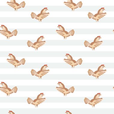 Suluboya horozlu kusursuz bir desen. Çocuksu bir geçmişi var. Pastel renklerde suluboya tavuk duvar kağıdı