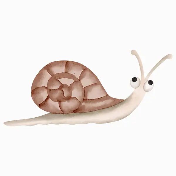 Escargot Aquarelle Animaux Dessinés Main Illustration Aquarelle Escargot Mignon — Image vectorielle