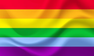 Lgbt bayrağı dalgalandı. Igbt 'nin gökkuşağı bayrağı. LGBT halk aşk sembolü. Eşcinsel gururunu temsil eden bayrak.