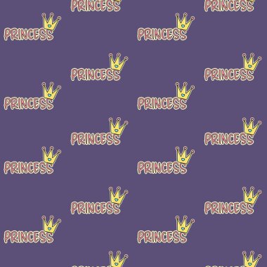 Sevimli bebek ve küçük prenses tasarımı. Harflerin prensesinde kusursuz desen var. Metin Prenses ile çizgi film arkaplanı. 