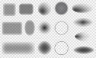 Yumuşak kenarları olan gerçekçi, yuvarlak ve kare gölgeler. Şeffaf arkaplanda vektör gölge etkisi. Şeffaf gölgeler.