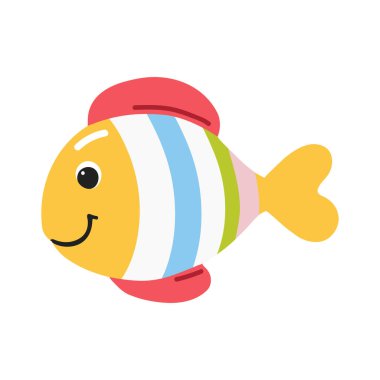 Şirin balık. Suyun altında düz çizgi film karakteri. Deniz hayvanları. Denizin sakini.