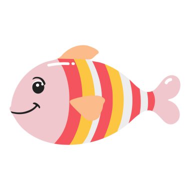 Şirin balık. Suyun altında düz çizgi film karakteri. Deniz hayvanları. Denizin sakini.