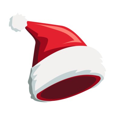 Gerçekçi Noel Baba şapkası, Noel resimlerinin tatil şapkası. Yeni yıl kırmızı şapkası. 