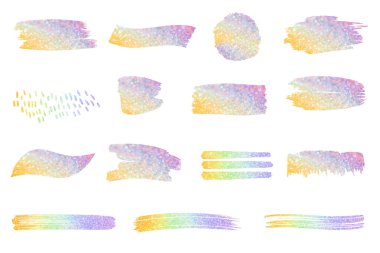 Çok renkli parıltılı fırça darbeleri. Gökkuşağı gradyan boya darbeleri. Renkli gökkuşağı arkaplanı 