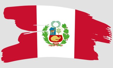 Peru bayrağı fırça boya dokusu. Grunge Peru bayrağı. Peru amblem fırçası konsepti