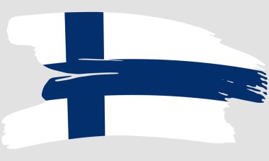 Finlandiya marka fırça boya dokusu. Grunge Finlandiya bayrağı. Fin amblem fırçası konsepti