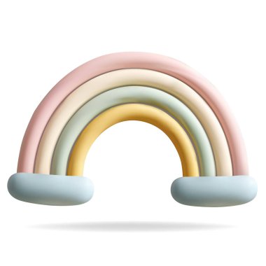 Üç boyutlu çocuk odası gökkuşağı. Gerçekçi 3 boyutlu çocuk oyuncakları. Pastel rengi. 