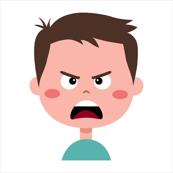Мальчик с эмоциями гнева. Лицо. Мальчик зол.