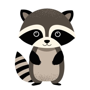 Çizgi film sevimli rakunu. Vahşi el yapımı hayvanlar. Çocuksu illüstrasyon. Çocuk stili 