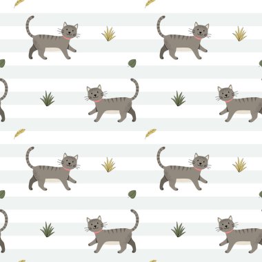 Şirin kediyle kusursuz desen. Evcil hayvanlar. Kedi deseni. 