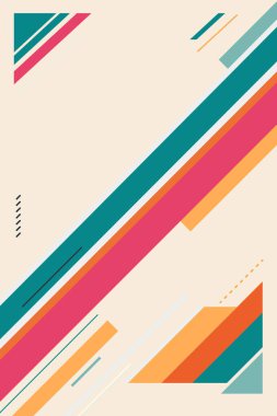 Metin için yeri olan soyut retro tarzı arkaplan. Hafif arkaplan ve parlak figürler. Moda geometrik pankart