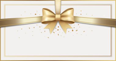 Kart, kupon ve sertifika için şık bir şablon. Altın yaldızlı lüks bir arka plan. Metin için yeri olan boş hediye çeki. 