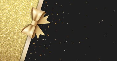 Kart ve sertifika için şık bir koyu şablon. Altın yaldızlı lüks bir arka plan. Metin için yeri olan boş hediye çeki. 