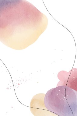 El çizimi soyut bir arkaplan. Metin için yeri olan suluboya şablonu. Suluboya lekeli modern çerçeve