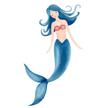 Tatlı suluboya denizkızı. El yapımı su altı denizkızı. Peri masalı su karakteri. Su altı deniz yaşamı