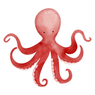 Tatlı suluboya ahtapot. El yapımı su altı karakteri. Deniz hayvanları. Okyanusun sakini.