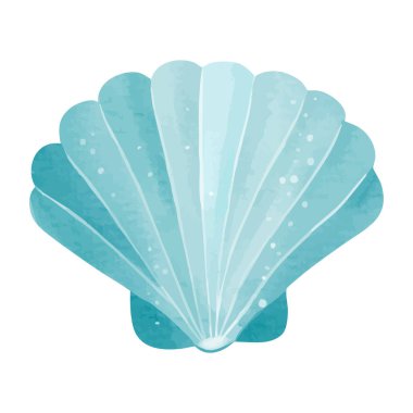 Suluboya mavi kabuk. Okyanus çizimi. Elle çizilmiş deniz yaşamı