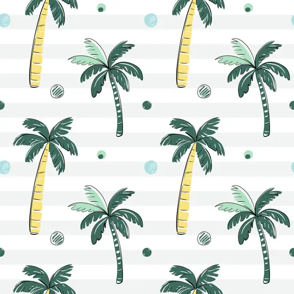 Kusursuz desenli, siyah çizgili palmiye ağaçları. Çizim, çizim tarzı. Tropik arka plan. 